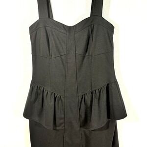 Casual Couture by Green Envelope Black Peplum Sheath mini Dress Size M Party